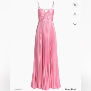 Pink Pleated Satin Maxi Dress